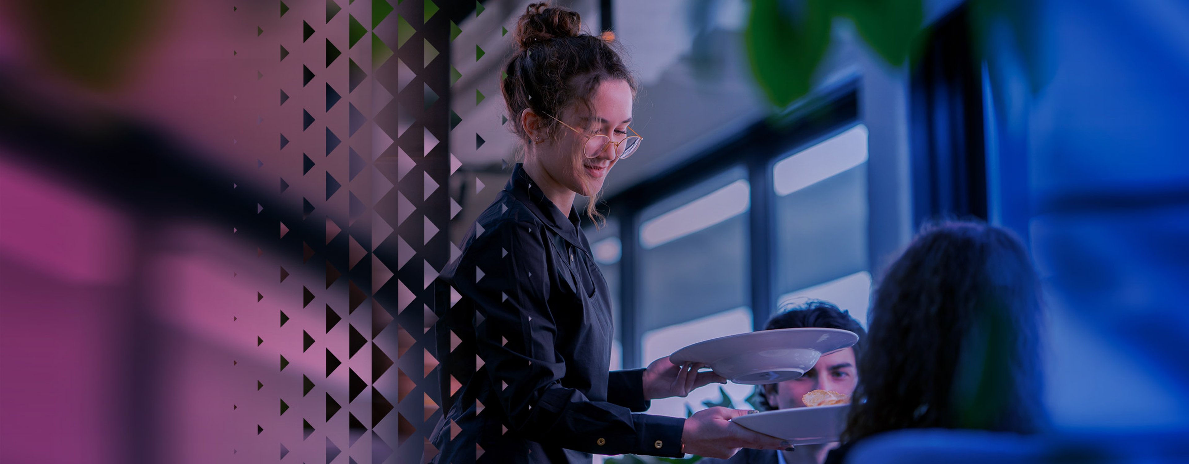 Woman serving food in a restaurant