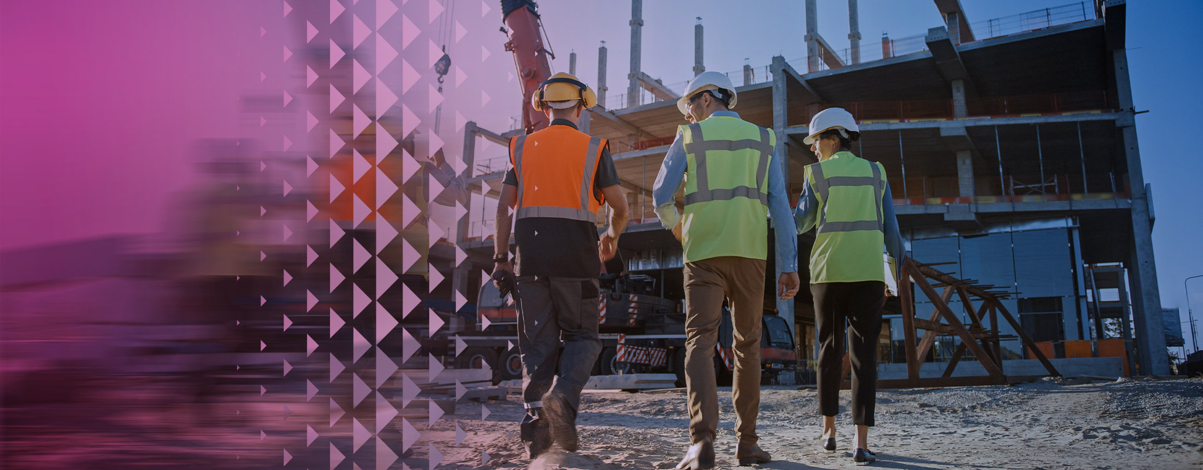 People with high vis on a building site